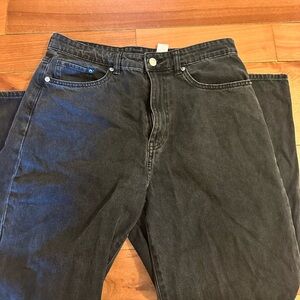 H&M Black Straight Leg Jeans with Subtle Fading